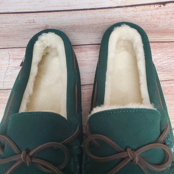 New Vineyard Vines Mens 12M Green Suede Leather Shearling Lined Moc Slippers main image 11